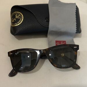 Ray-Ban Tortoise Wayfarer Sunglasses with Dark Lenses